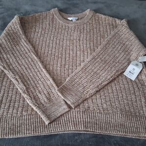 Terra & Sky Women's Tan Knit Sweater Stretchy XXL